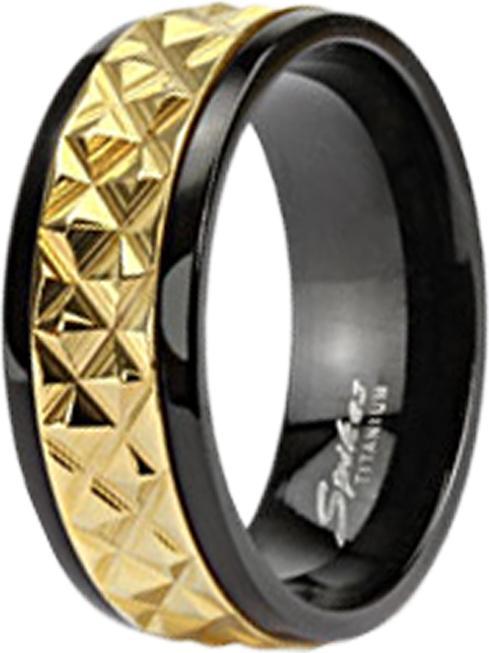 Image du produit Star Piercing Bague noire à rayures dorées structurées (50)
