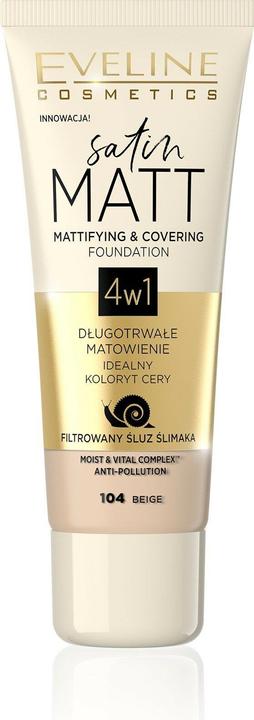 Produktbild Eveline Satin Matt Foundation mattierende Gesichtsgrundierung 104 Beige 30ml (104 Beige)