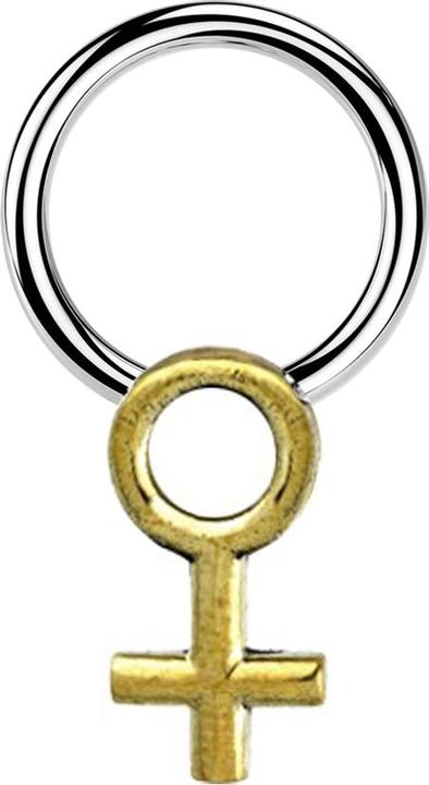 Produktbild Star Piercing Closure Ring silber Gendersymbol Frau vergoldet (Chirurgenstahl 316L/Messing)