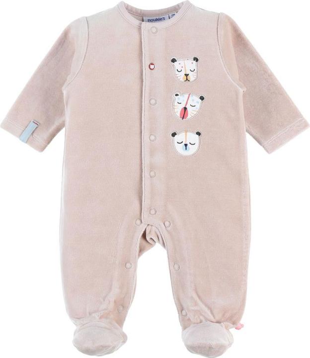 Produktbild Noukies Strampler Velours mit Tigerköpfen Beige Gr. 74 (74)
