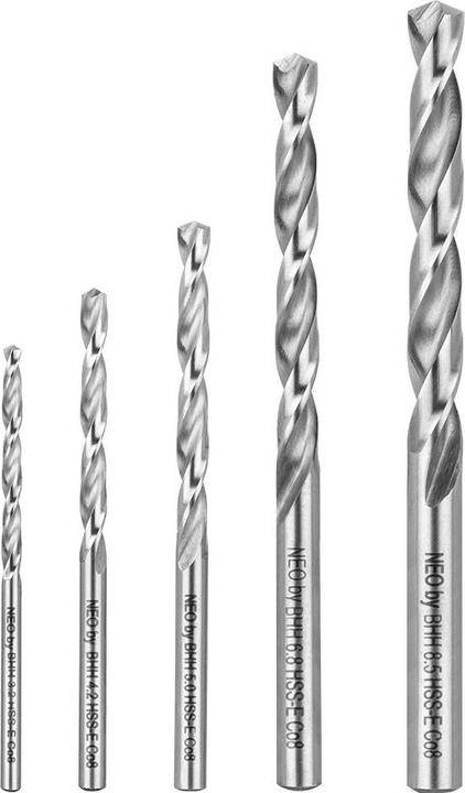Actual product image Neo Tools HSS drill bit for metal, cylindrical 3.2 mm 8.5 mm 5.0 mm 6.8 mm 4.2 mm mm 5pcs. (08-955) (3.2 mm, 6.8 mm, 8.5 mm, 5.0 mm, 4.2 mm)