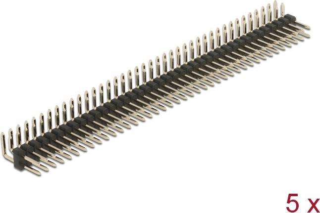 Image du produit Delock Connecteur mâle 40 broches, pas de 2,54 mm, 2 rangées, coudé, 5 pièces