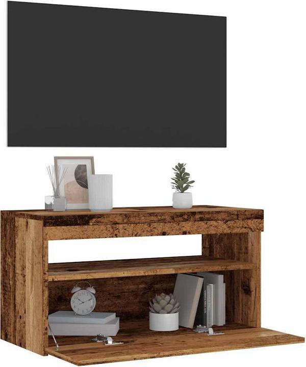 Actual product image VidaXL TV Schrank Lowboard Fernsehschrank Fernsehtisch LED 2 Stk. Altholz-Optik (75 x 35 x 40 cm)