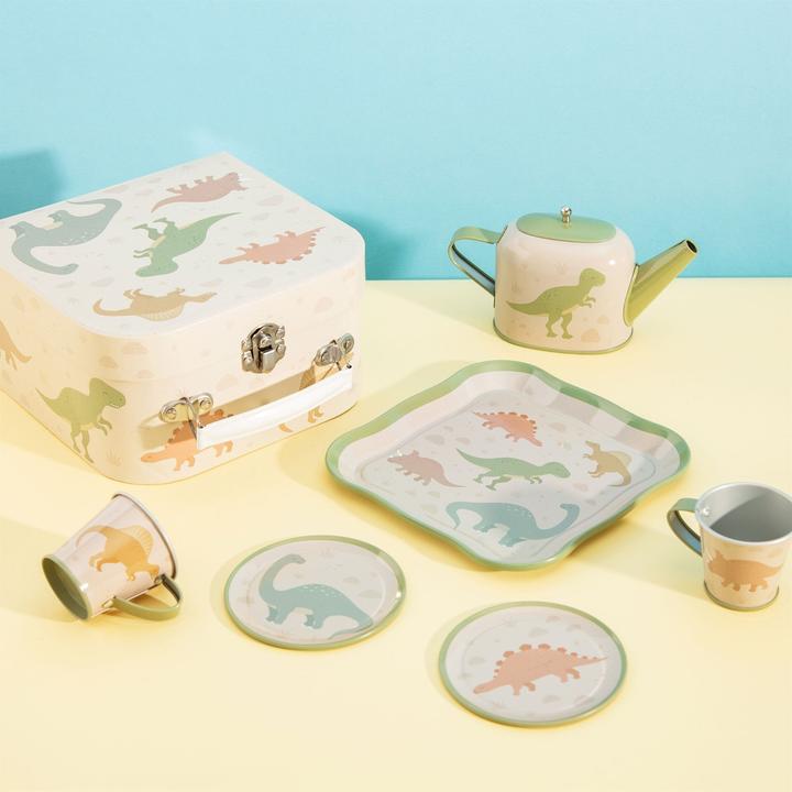 Immagine prodotto Activity Board Set da tè per due bambini con dinosauri, teiera per dinosauri, gioco di finzione
