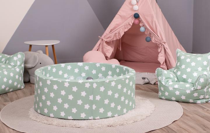 Image du produit Knorrtoys Piscine à balles soft - "Green white stars" 300 balls grey/white/transparent