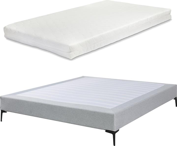 En.Casa Doppelbett Lilla mit Matratze Textil 160x200 cm Hellgrau (160 x 200 cm)