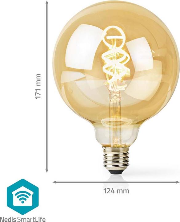 Immagine prodotto Nedis WIFILRT10G125 Smartlife Lampada a filamento LED WLAN E27 360 lm 4,9 W Bianco caldo o freddo 1800 - (E27, 4.90 W, 360 lm, 1 x, G)