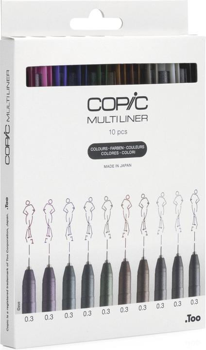 Produktbild Copic Multiliner Color Set, 0,3mm, 10 Stück (Olive, Lavender, Sepia, Schwarz, Warm Gray, Cool Gray, Pink, Brown, Wine, Cobalt, 10 x)