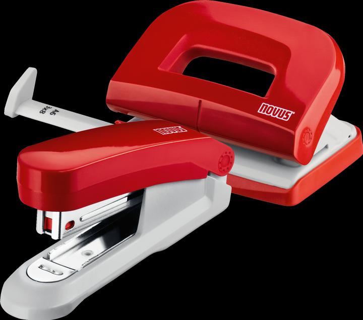 Actual product image Novus Desk set (stapler E 15 with hole punch E 210, incl. 1000 staples no. 10) red (15 Sheets)