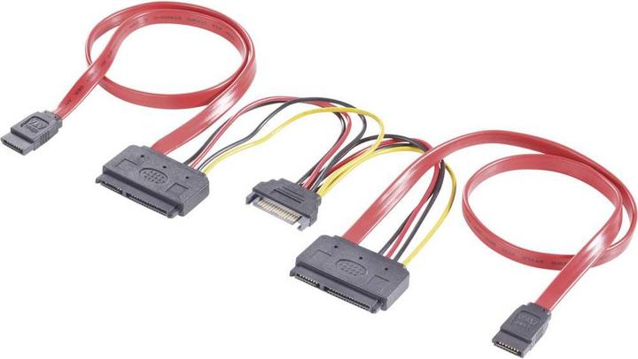 Image du produit Renkforce Câble en Y pour disque dur (2x SATA femelle 7 broches, SATA mâle 15 broches d'alimentation