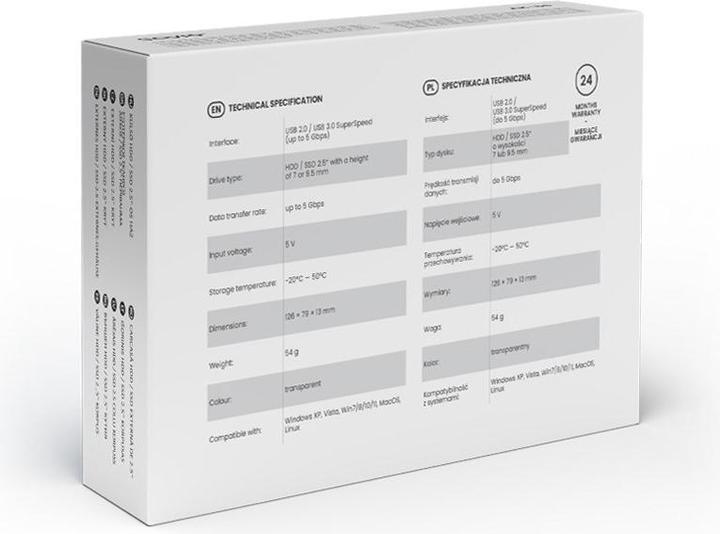 Immagine prodotto Savio 2,5 custodia esterna per HDD/SSD USB 3.0 trasparente AK-66 (2.5")