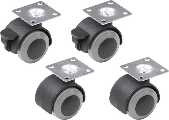 Produktbild Metafranc Doppelrollen Ø 40 mm 42 x 42 mm TPR Gleitlager 4 Stück