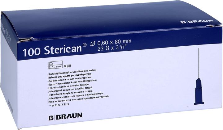 Produktbild B.Braun Nadel 23G 0.60 x 80mm blau Luer, 100 Stück