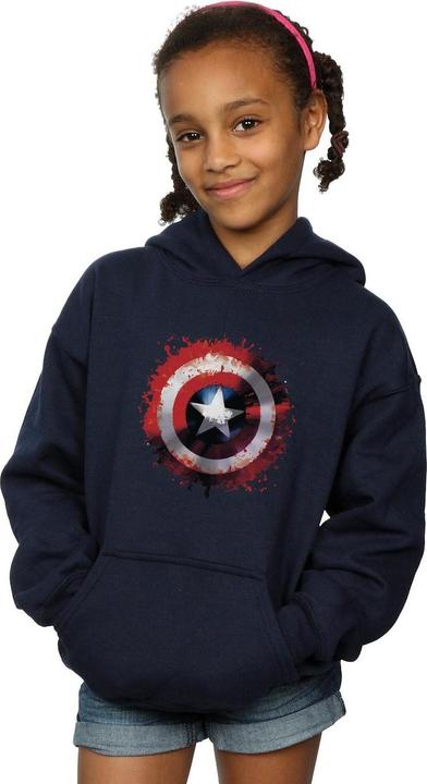 Actual product image Girls Avengers Captain America Art Shield Hoodie (140, 146)