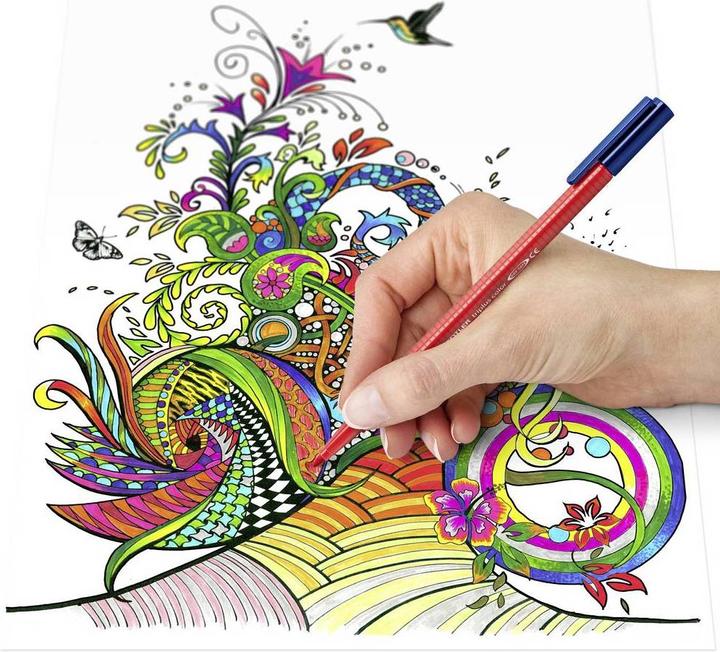 Actual product image Staedtler triplus color 323 triangular fibre-tip pens (323-21 light pink 323-62 lavender, 323-43 - light orange 323-53 - lime green, 6 colours colour pastel, 323-54 turquoise 323-82 - light grey, 6 x)