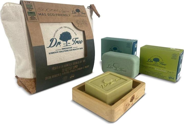 Dr. Tree The Traveller's Kit Feuchtigkeitsshampoo Peeling-Duschgel Bambus-Seifenschale Eco Toiletry B (Haarpflege set)