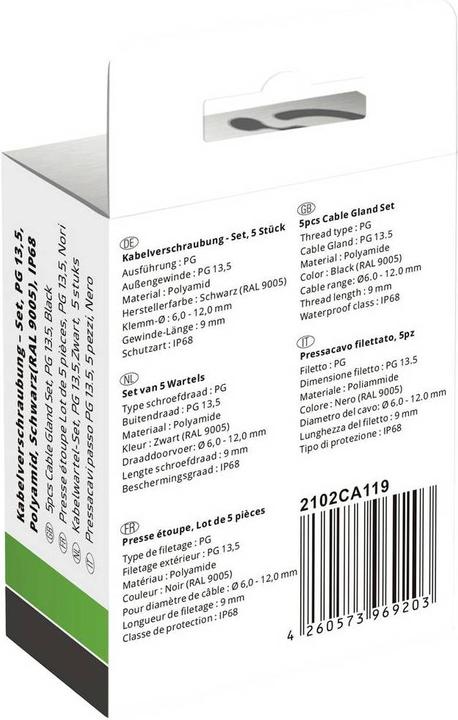 Image du produit Quadrios Mini assortiment de presse-étoupes, - PG 13.5 5 pièces