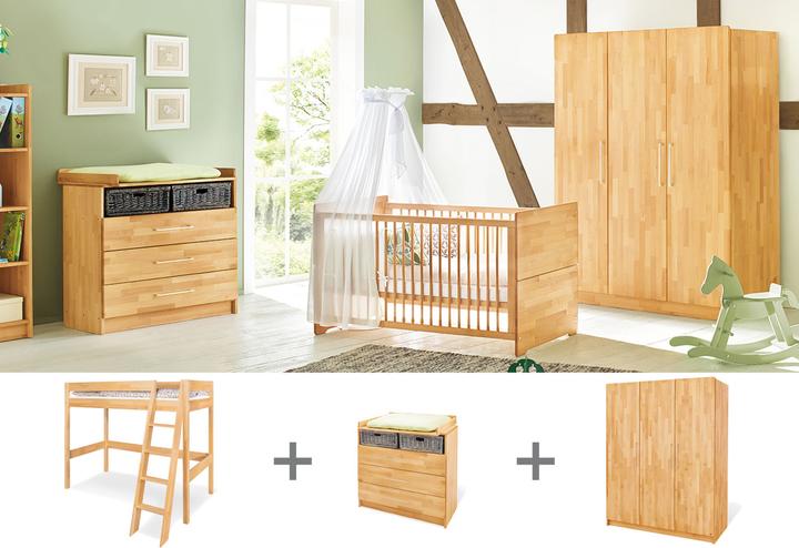 Actual product image Pinolino Youth room "Natura" wide large with loft bed, 3-pcs. (Children's wardrobes)