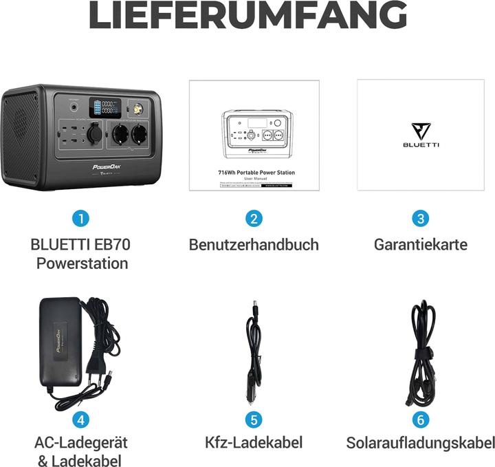 Produktbild Bluetti EB70 (716 Wh, 9.70 kg)