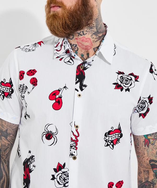 Image du produit Joe Browns Contrast Trim Short Sleeve Tattoo Print Shirt (M)