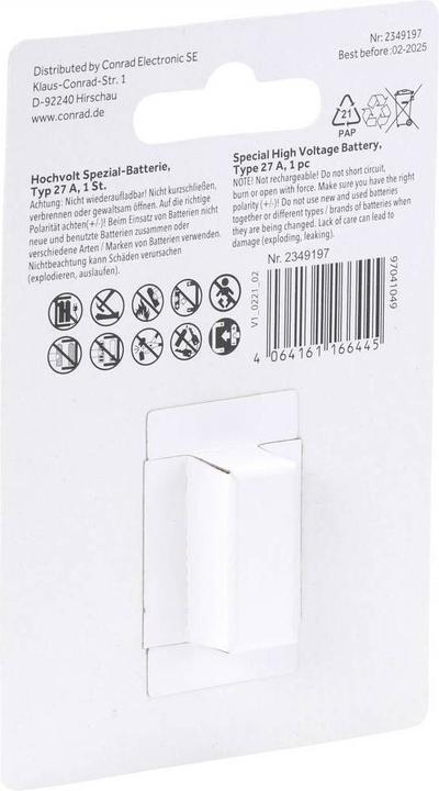 Produktbild Conrad energy Spezial-Batterie (1 Stk., A27, 20 mAh)