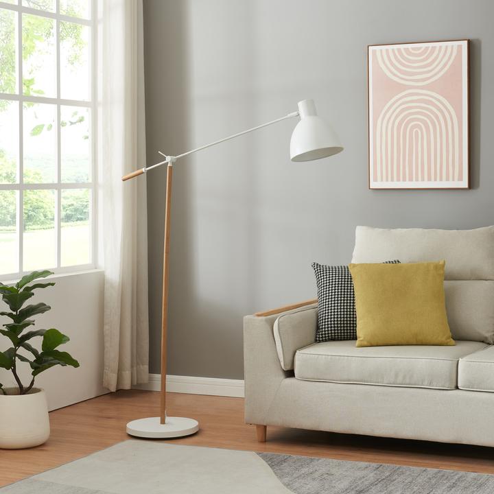 Image du produit Lux.Pro Stehleuchte Banchory Metall 163 cm Holzoptik/Weiss (E27)