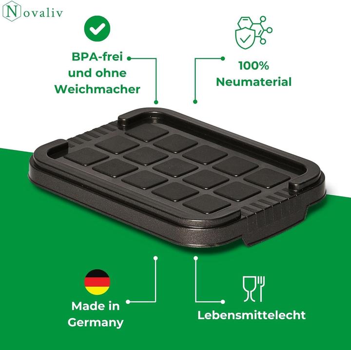 Image du produit Novaliv 1x couvercle de rechange 2 litres avec fermeture à clip 19x14 cm anthracite (19 x 14 cm, 2 l)