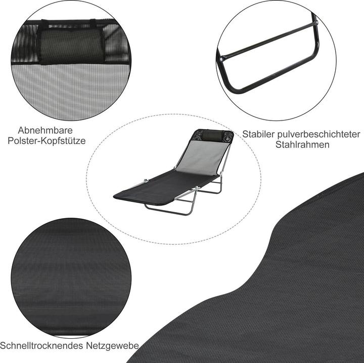 Image du produit Outsunny Chaise longue de jardin (182 cm)