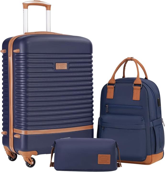 Produktbild Coolife 3-teiliges Hartschalen-Trolley-Set mit Reiserucksack (60 l, Handgepäck (bis 50l), M (50 - 90l))