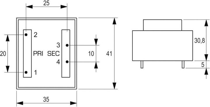 Actual product image Block EI 38/13.6 Print transformer VB 3.2 VA