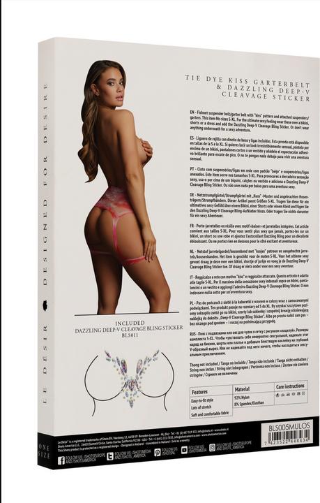 Productafbeelding Le Désir Tie Dye Kiss Kousenband & Oogverblindende Diep-V Cleavage Sticker - O/S (Eén maat voor iedereen)