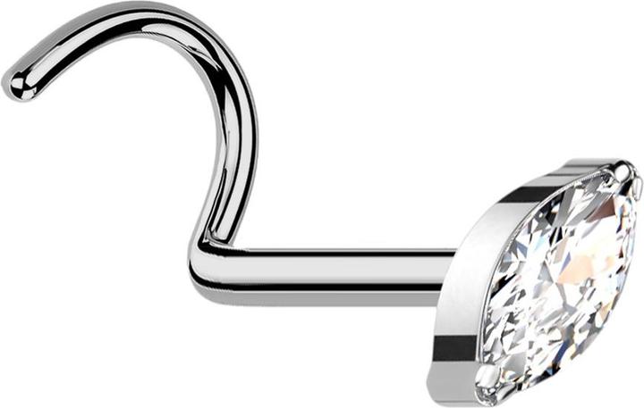 Produktbild Star Piercing Nasenstecker gebogen silber mit Oval Kristall silber (Titan G23, ohne Messing)