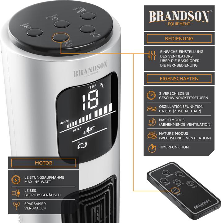 Actual product image Brandson Tower fan (48 dB)