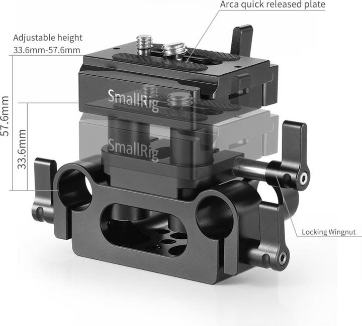 Actual product image SmallRig 2272 Universal 15mm Rail Support System Baseplate