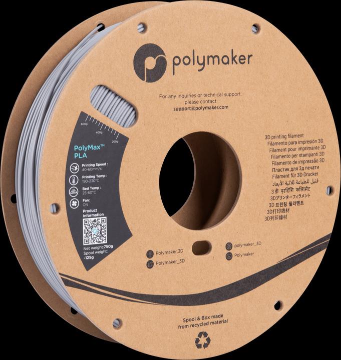Immagine prodotto Polymaker PA06003 PolyMAX Tough Filament alta rigidità, alta resistenza alla trazione (PLA, 1.75 mm, 750 g, Grigio)