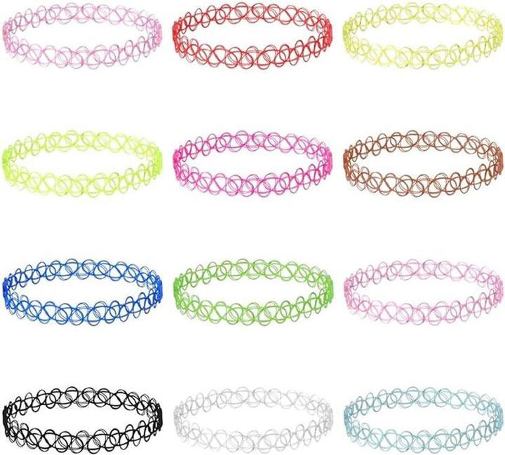 Actual product image Cbx 12 pieces elasticated tattoo necklaces fish thread