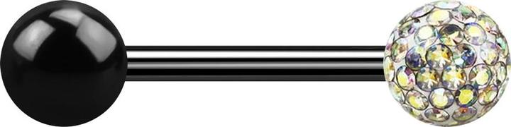 Produktbild Star Piercing Barbell schwarz mit Kugel und Kristallkugel multicolor Epoxy Schutzschicht (ohne Messing, Titan G23)