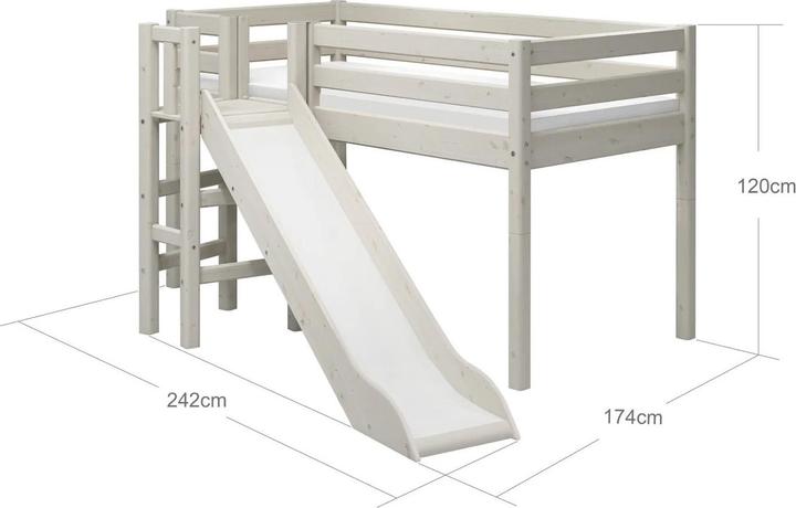 Produktbild Flexa Halbhohes Bett Classic mit Rutsche und Plattform (90 x 200 cm)