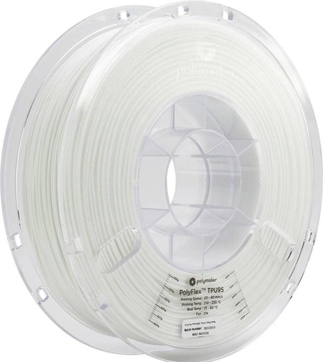 Image du produit Polymaker PolyFlex TPU95 V2 - Blanc - 1.75mm (TPU, 1.75 mm, 750 g, Blanc)