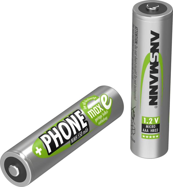 Actual product image Ansmann Micro (AAA) battery NiMH DECT max (2 pcs., AAA, 550 mAh)