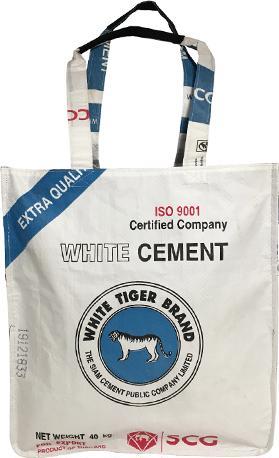 Actual product image Bekos Upcycling - Large Shopper from Recycled Cement Bags White Tiger