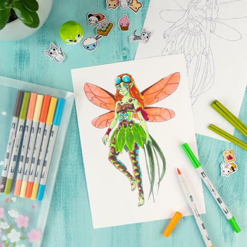 Productafbeelding Tombow Dubbele penseelpen ABT PRO (Rood, Zwart, Blauw, Groen, 5 x)