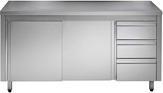 Image du produit Gastro Hero Armoire de travail ECO en inox avec porte battante et tiroirs (140 cm, 85 cm)