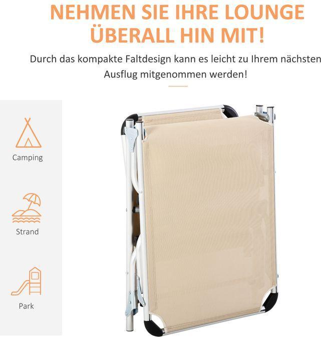Immagine prodotto Swisshandel24 Sonnenliege Gartenliege Alu Stoffliege Relaxliege 5-fach verstellbar faltbar ergonomisch Netzstoff B (165 cm)