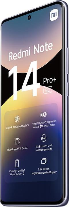Immagine prodotto Xiaomi Redmi Note 14 Pro+ 5G (512 GB, Lavender Purple, 6.67", Doppia SIM, 200 Mpx, 5G)