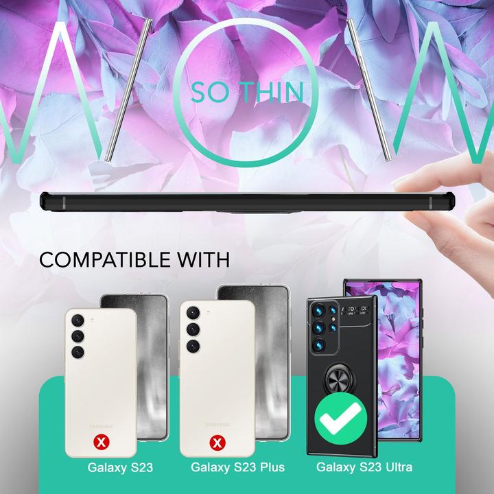 Produktbild Nalia Matte Ring Silikon Hülle mit 2x Displayschutz (Samsung Galaxy S23 Ultra)