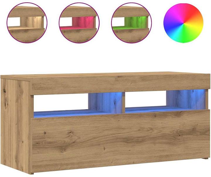 Image du produit VidaXL TV Schrank Lowboard Fernsehschrank Fernsehtisch mit LED Artisan-Eiche (90 x 35 x 40 cm)