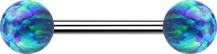 Immagine prodotto Star Piercing Barbell d'argento con due palline blu opale (senza ottone, Acciaio chirurgico 316L)