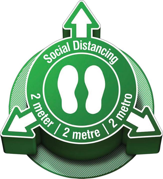 Image du produit Brady Signe pour Social Distancing "Social Distancing 2 meter / 2 metre / 2 metro", vinyle, L 500mm