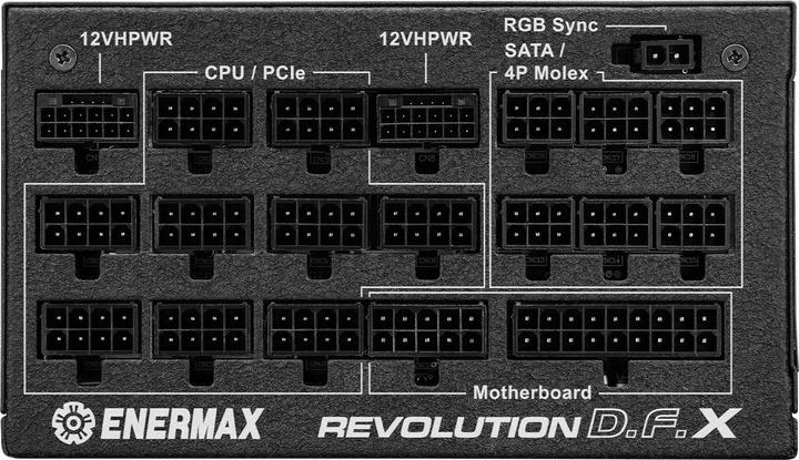 Produktbild Enermax Revolution D.F. X ARGB ATX3.0 PCI-e 5.0 Kompakt PC Netzteil 1650W 80Plus Gold Vollmodula 2x (1650 W)
